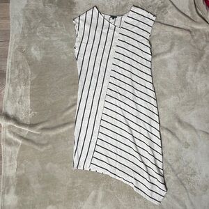 For Sinthia Striped Beige and Black asymmetrical Dress
